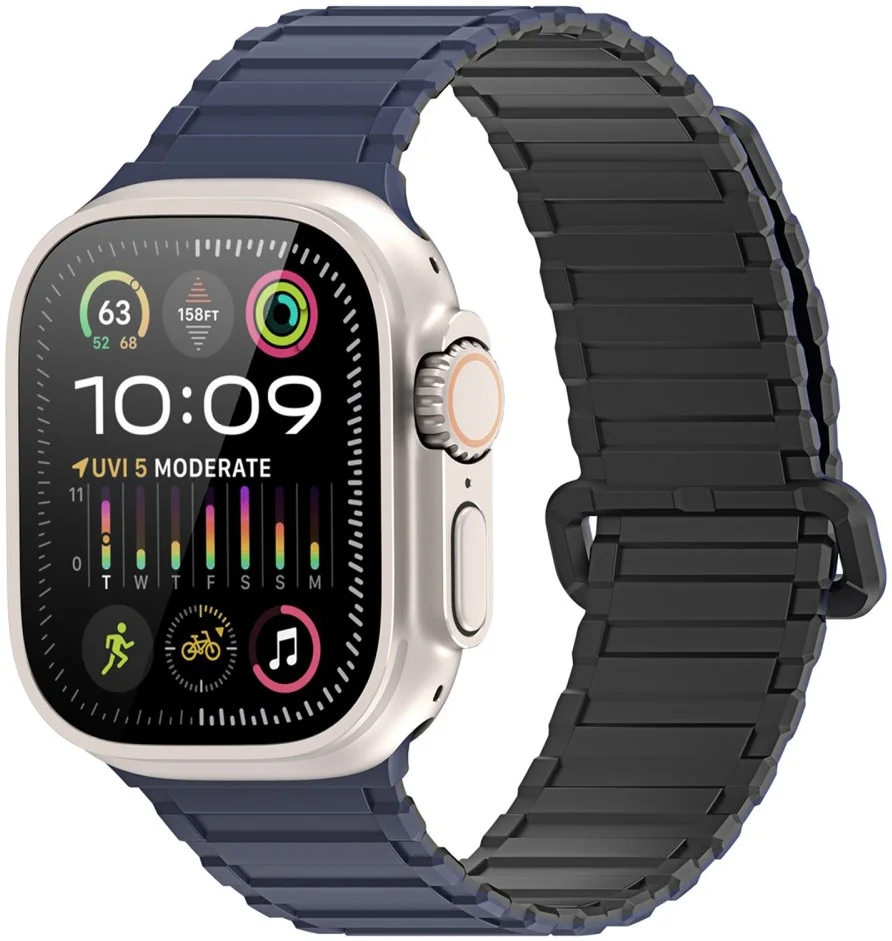 Dux Ducis - Apple Watch 1-10/SE/Ultra Bandje - 49/46/45/44/42MM - Zwart Blauw afbeelding 1