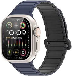 Dux Ducis - Apple Watch 1-10/SE/Ultra Bandje - 49/46/45/44/42MM - Zwart Blauw afbeelding