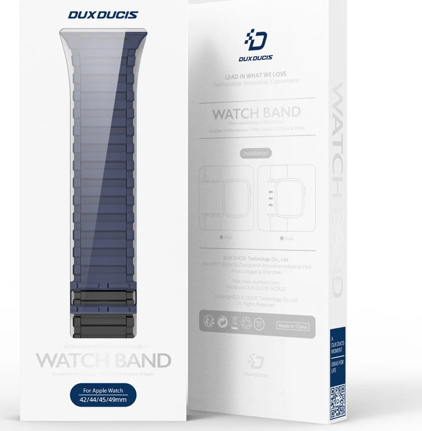 Dux Ducis - Apple Watch 1-10/SE/Ultra Bandje - 49/46/45/44/42MM - Zwart Blauw afbeelding 10