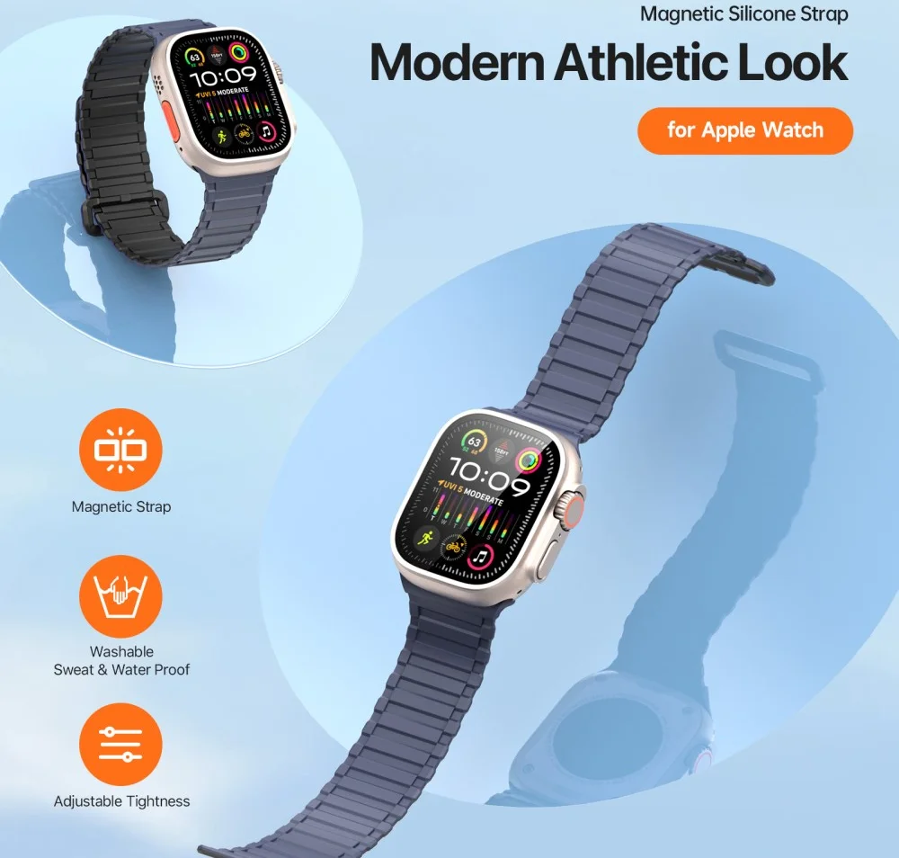 Dux Ducis - Apple Watch 1-10/SE/Ultra Bandje - 49/46/45/44/42MM - Zwart Blauw afbeelding 6