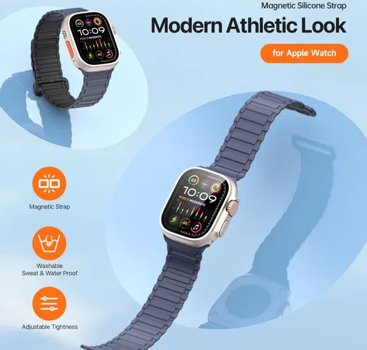 Dux Ducis - Apple Watch 1-10/SE/Ultra Bandje - 49/46/45/44/42MM - Zwart Blauw afbeelding 6