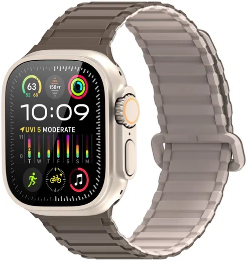 Dux Ducis - Apple Watch 1-10/SE/Ultra Bandje - 49/46/45/44/42MM - Bruin Grijs afbeelding 1