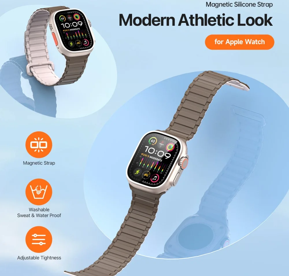 Dux Ducis - Apple Watch 1-10/SE/Ultra Bandje - 49/46/45/44/42MM - Bruin Grijs afbeelding 6