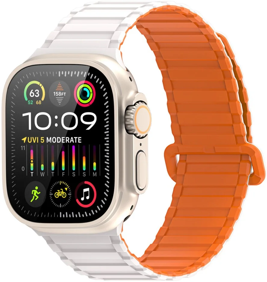 Dux Ducis - Apple Watch 1-10/SE/Ultra Bandje - 49/46/45/44/42MM - Wit Oranje afbeelding 1