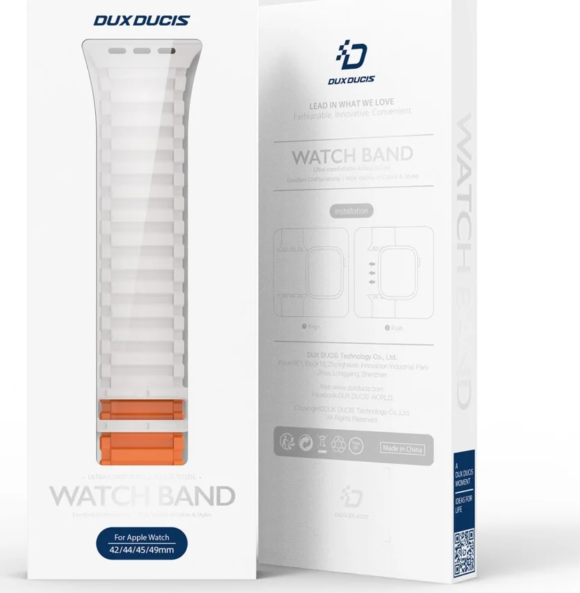 Dux Ducis - Apple Watch 1-10/SE/Ultra Bandje - 49/46/45/44/42MM - Wit Oranje afbeelding 10