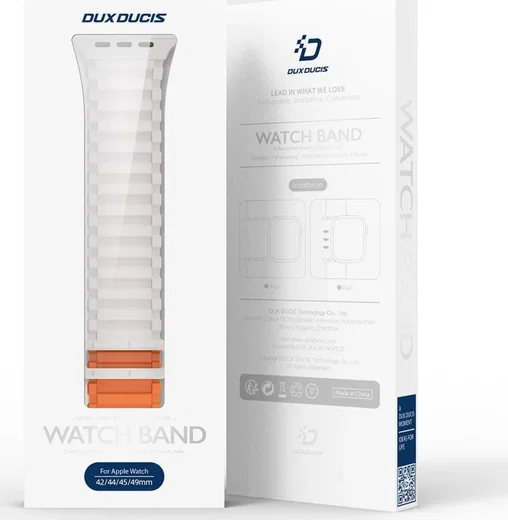 Dux Ducis - Apple Watch 1-10/SE/Ultra Bandje - 49/46/45/44/42MM - Wit Oranje afbeelding 10