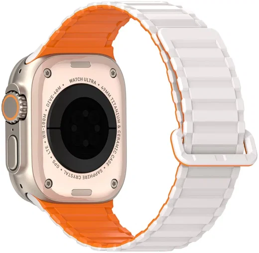 Dux Ducis - Apple Watch 1-10/SE/Ultra Bandje - 49/46/45/44/42MM - Wit Oranje afbeelding 2