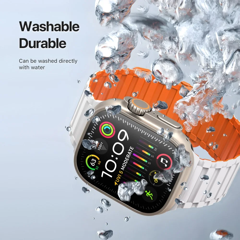 Dux Ducis - Apple Watch 1-10/SE/Ultra Bandje - 49/46/45/44/42MM - Wit Oranje afbeelding 4