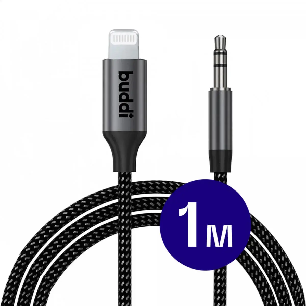Buddi Flex Lightning naar 3.5mm Jack Aux Kabel 1M Zwart afbeelding 1