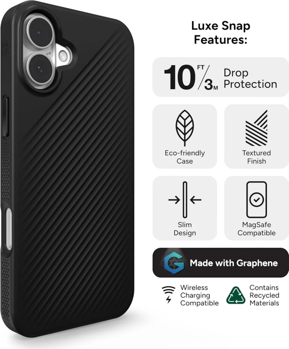 ZAGG Luxe Snap Apple iPhone 16 Plus Hoesje MagSafe Back Cover Zwart afbeelding 4