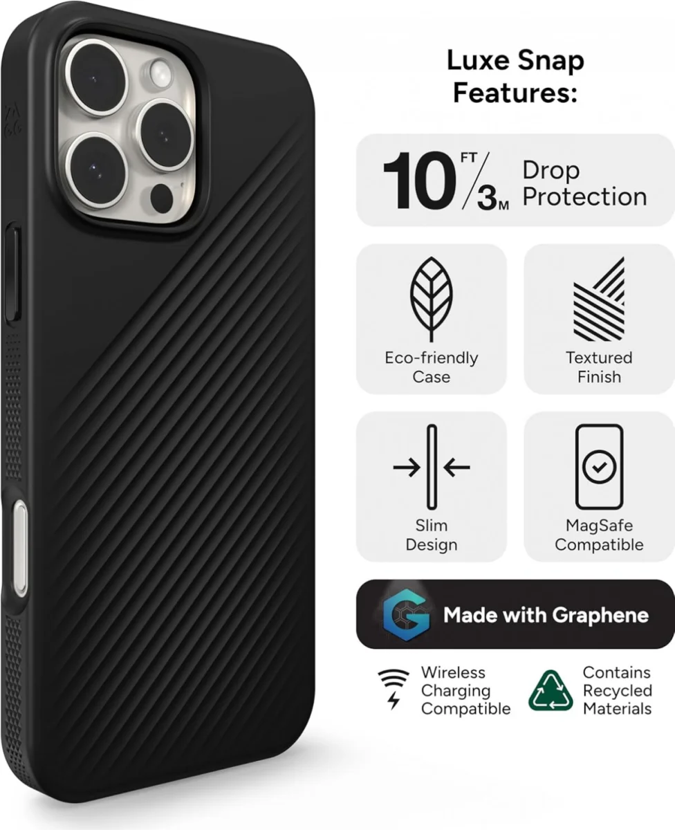 ZAGG Luxe Snap iPhone 16 Pro Max Hoesje MagSafe Back Cover Zwart afbeelding 5