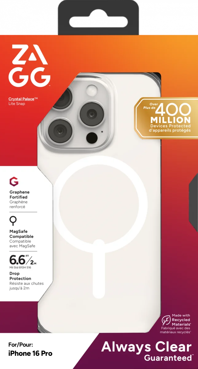 ZAGG Crystal Palace Lite Snap iPhone 16 Pro Hoesje MagSafe Transparant afbeelding 16