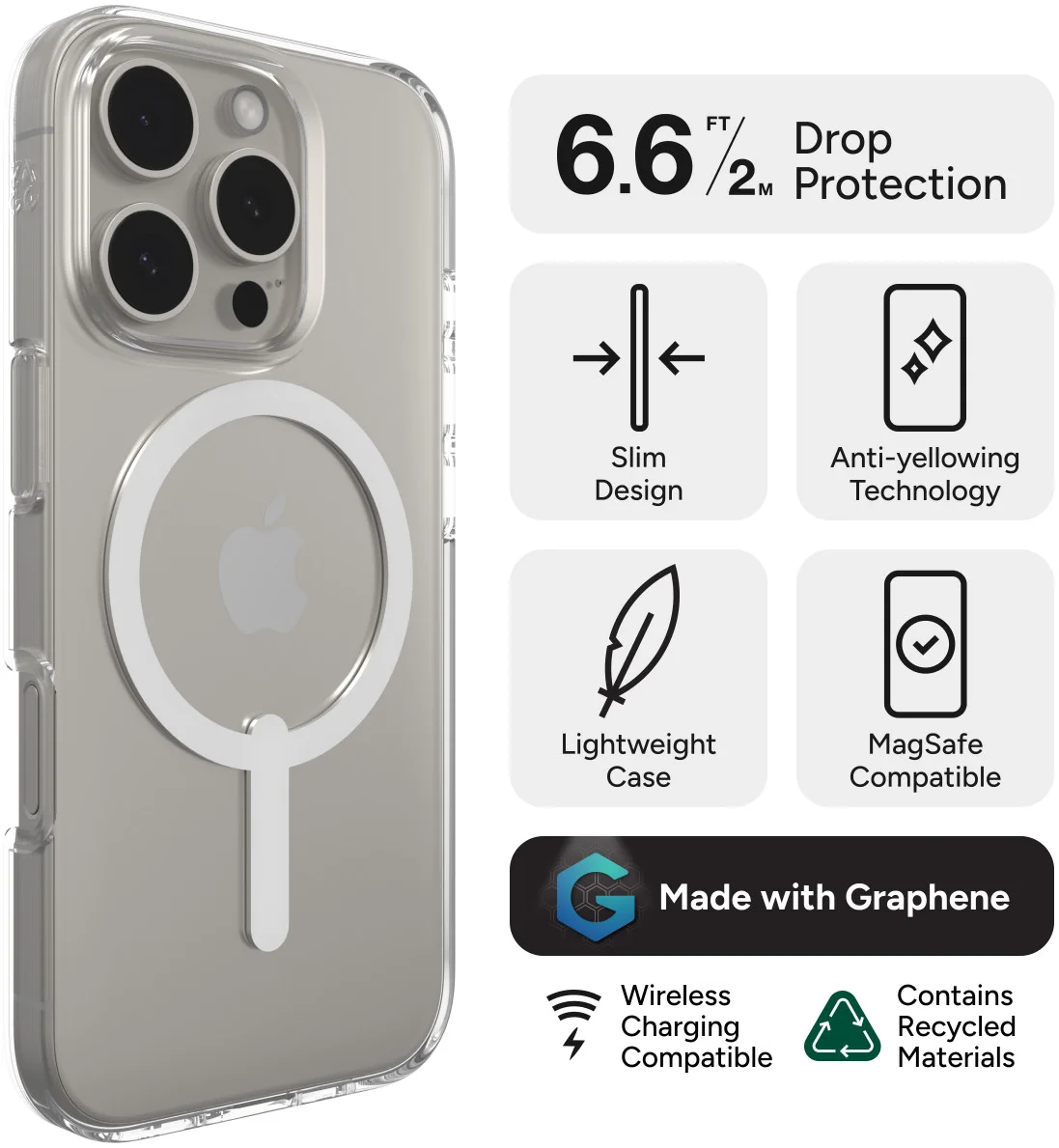 ZAGG Crystal Palace Lite Snap iPhone 16 Pro Hoesje MagSafe Transparant afbeelding 4