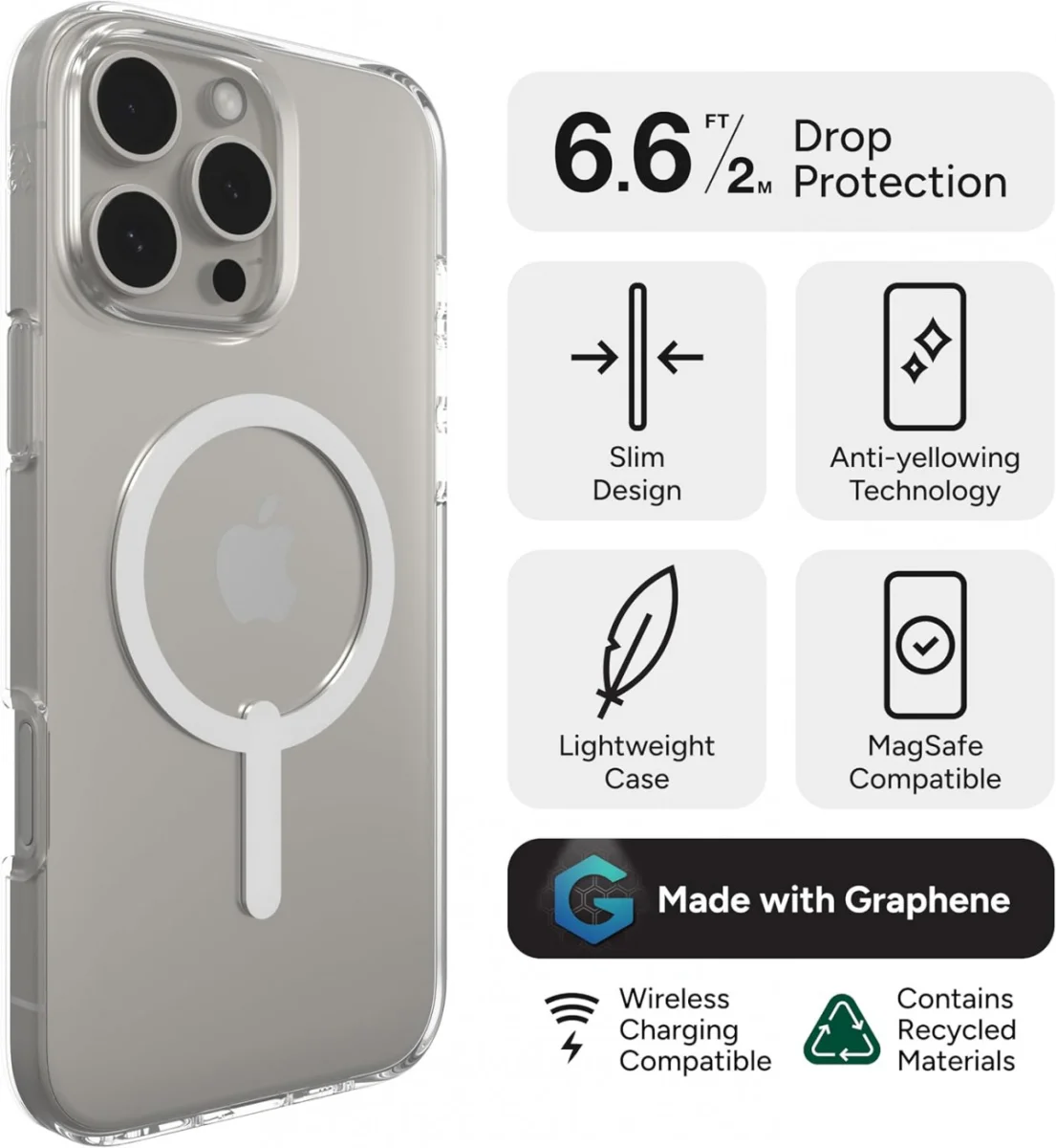 ZAGG Crystal Palace Lite Snap iPhone 16 Pro Max Hoesje MagSafe Transparant afbeelding 4