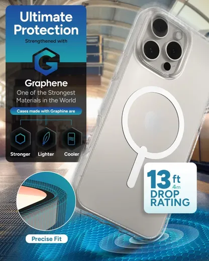 ZAGG Crystal Palace Lite Snap iPhone 16 Pro Max Hoesje MagSafe Transparant afbeelding 7