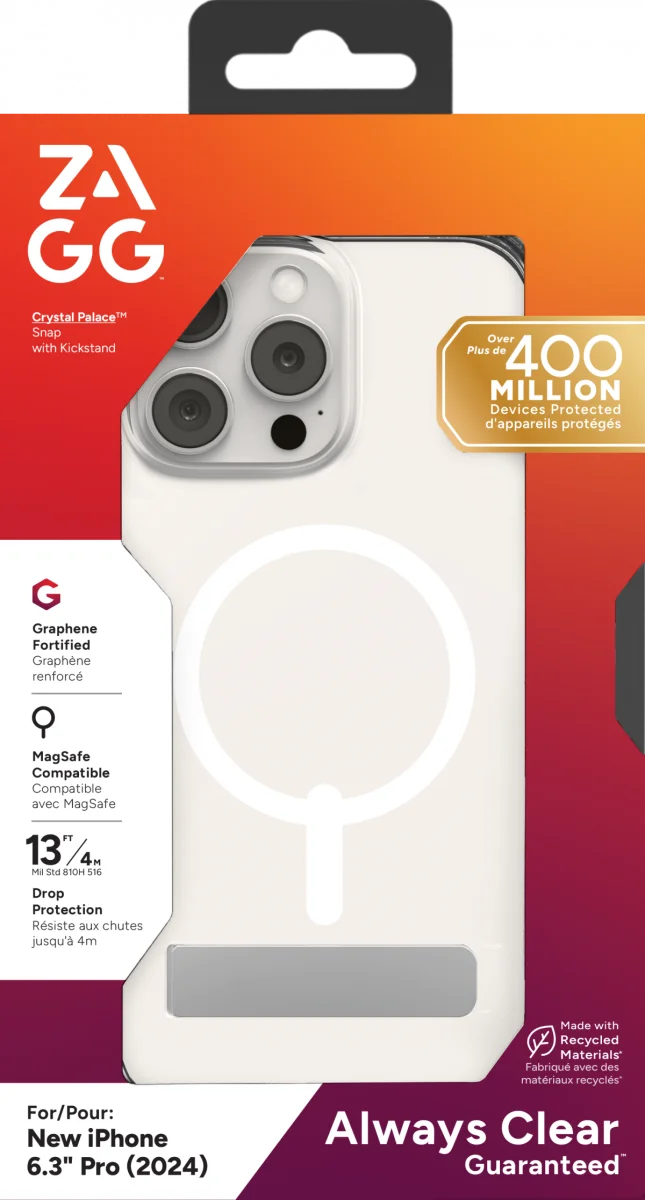 ZAGG Crystal Palace Snap Kickstand iPhone 16 Pro Hoesje MagSafe Transparant afbeelding 11