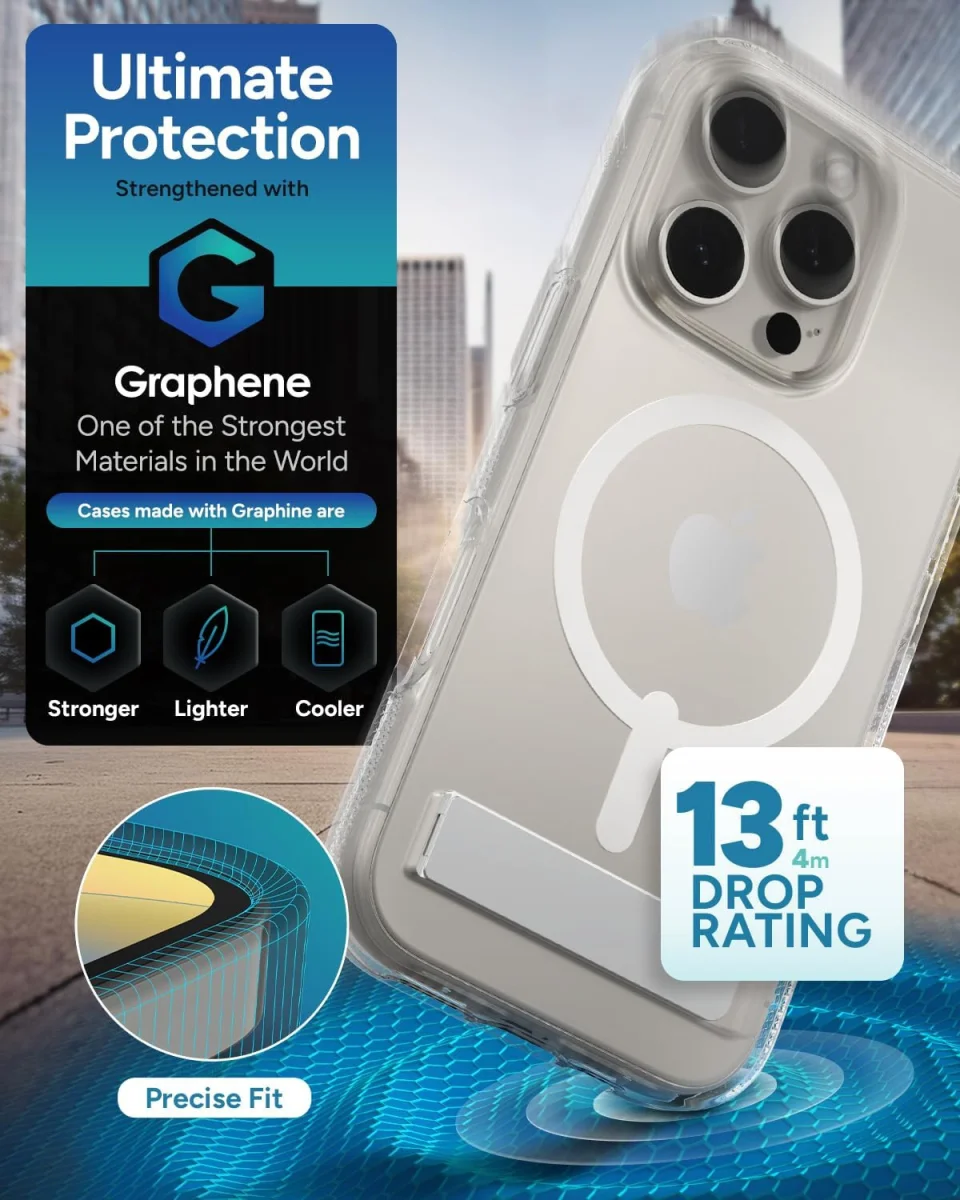 ZAGG Crystal Palace Snap Kickstand iPhone 16 Pro Hoesje MagSafe Transparant afbeelding 3