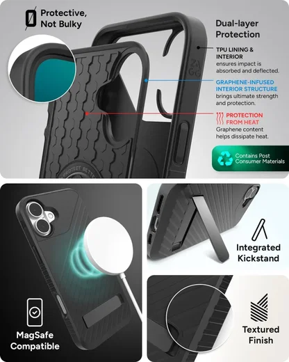 ZAGG Denali Snap Kickstand iPhone 16 Plus Hoesje MagSafe Zwart afbeelding 3