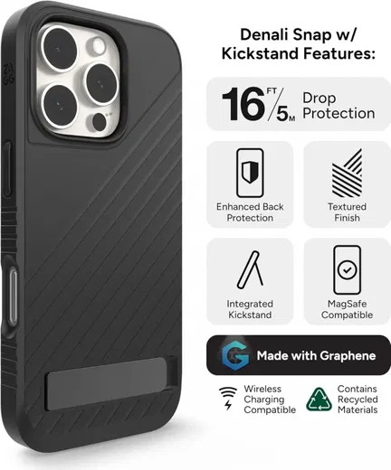 ZAGG Denali Snap Kickstand iPhone 16 Pro Hoesje MagSafe Zwart afbeelding 5