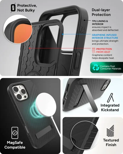 ZAGG Denali Snap Kickstand iPhone 16 Pro Max Hoesje MagSafe Zwart afbeelding 4