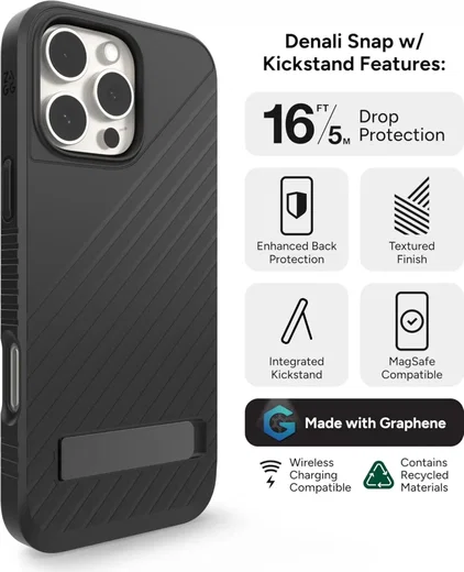 ZAGG Denali Snap Kickstand iPhone 16 Pro Max Hoesje MagSafe Zwart afbeelding 5
