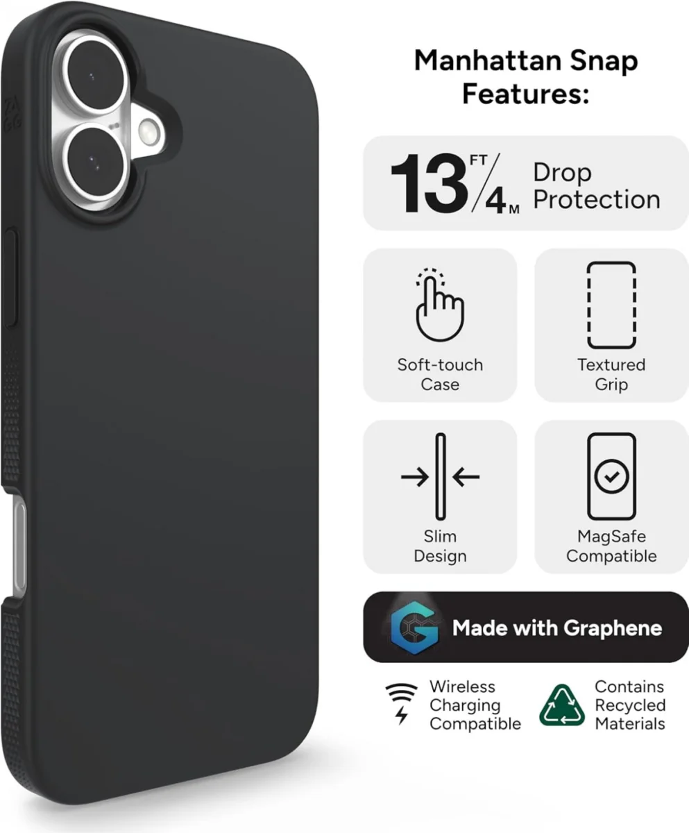 ZAGG Manhattan Snap Apple iPhone 16 Plus Hoesje MagSafe Back Cover Zwart afbeelding 4