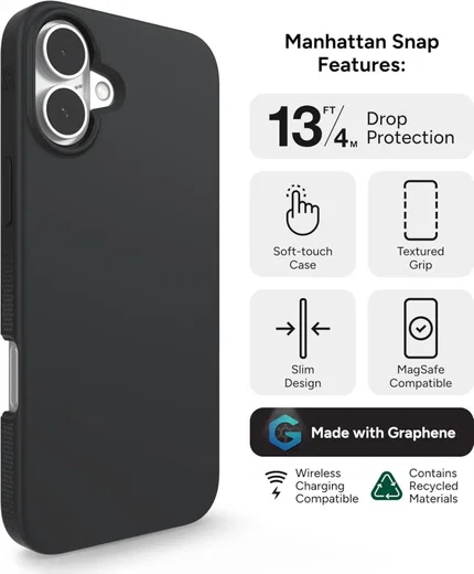 ZAGG Manhattan Snap Apple iPhone 16 Plus Hoesje MagSafe Back Cover Zwart afbeelding 4