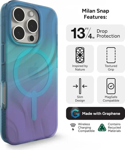 ZAGG Milan Snap iPhone 16 Pro Hoesje MagSafe Back Cover Deep Aurora afbeelding 6