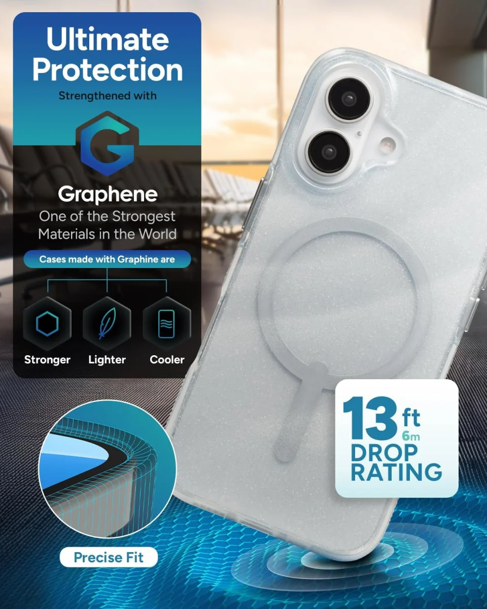 ZAGG Milan Snap Apple iPhone 16 Hoesje MagSafe Back Cover Swirl Glitter afbeelding 2