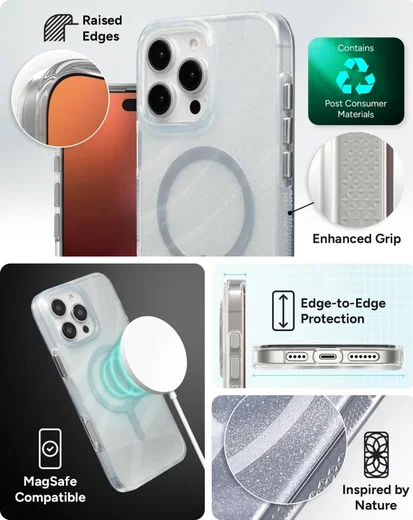 ZAGG Milan Snap iPhone 16 Pro Max Hoesje MagSafe Back Cover Swirl Glitter afbeelding 3