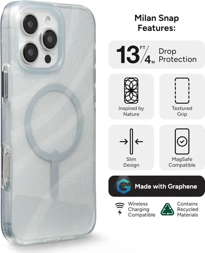 ZAGG Milan Snap iPhone 16 Pro Max Hoesje MagSafe Back Cover Swirl Glitter afbeelding 4