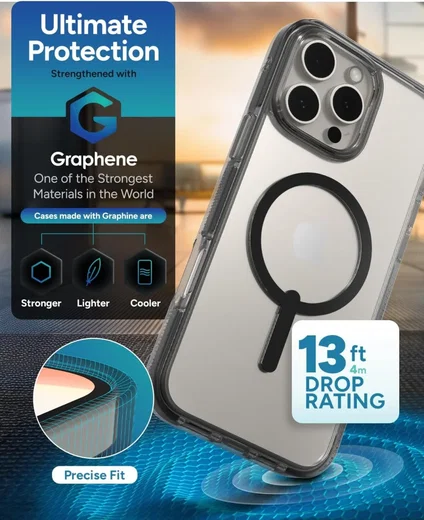 ZAGG Santa Cruz Snap iPhone 16 Pro Max Hoesje MagSafe Back Cover Zwart afbeelding 3