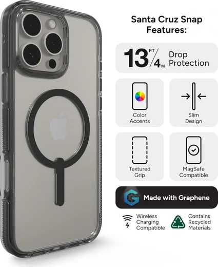 ZAGG Santa Cruz Snap iPhone 16 Pro Max Hoesje MagSafe Back Cover Zwart afbeelding 5