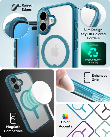 ZAGG Santa Cruz Snap Apple iPhone 16 Hoesje MagSafe Back Cover Blauw afbeelding 3