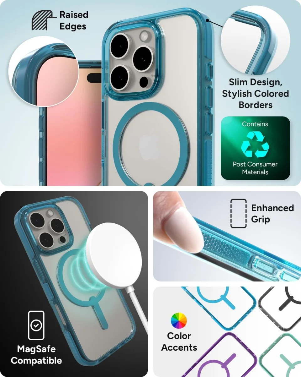 ZAGG Santa Cruz Snap iPhone 16 Pro Hoesje MagSafe Back Cover Blauw afbeelding 4