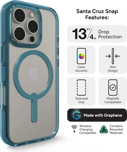 ZAGG Santa Cruz Snap iPhone 16 Pro Hoesje MagSafe Back Cover Blauw afbeelding 5