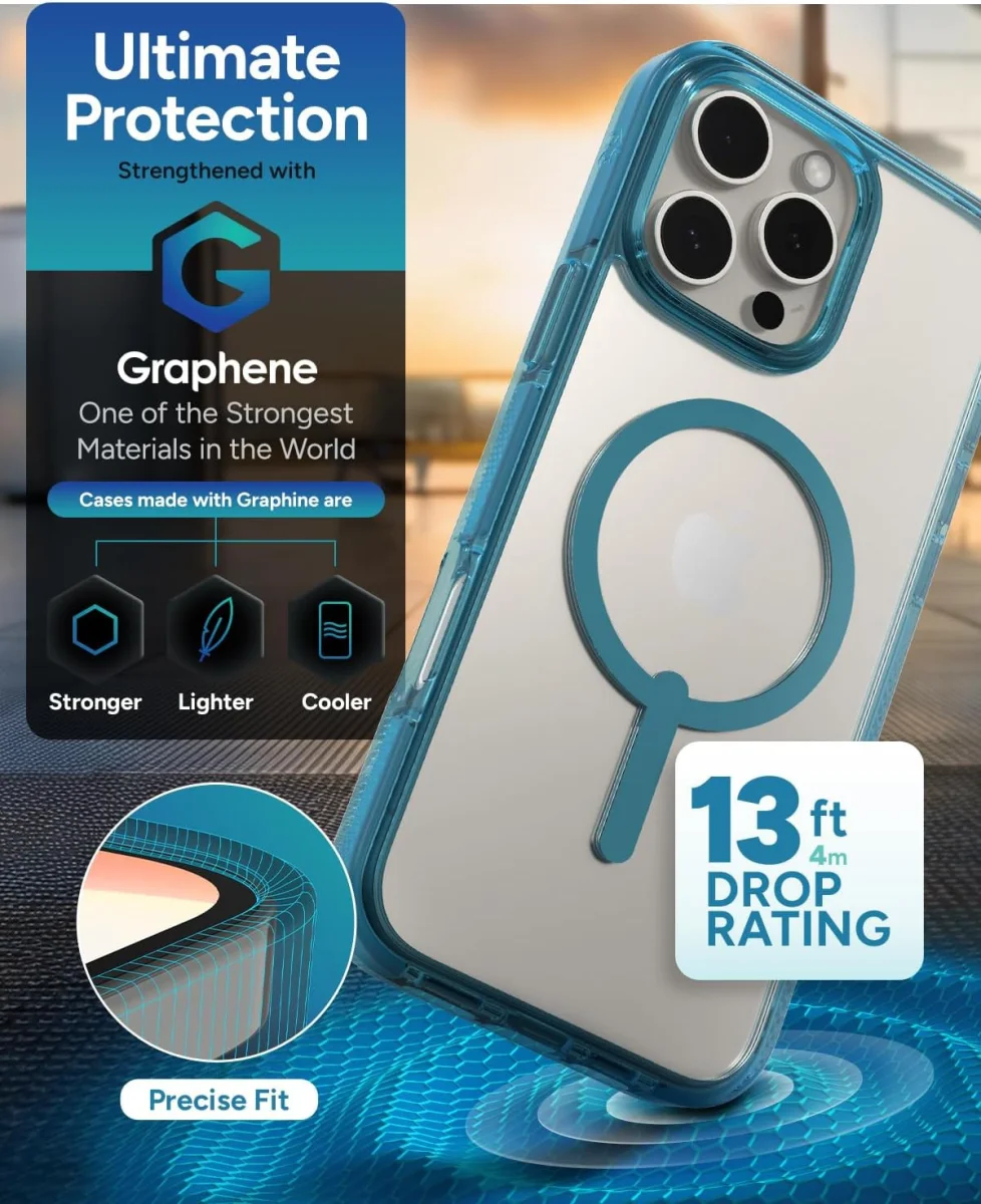 ZAGG Santa Cruz Snap iPhone 16 Pro Hoesje MagSafe Back Cover Blauw afbeelding 3