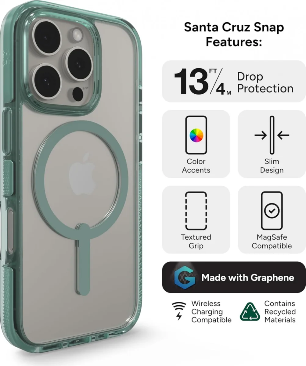 ZAGG Santa Cruz Snap iPhone 16 Pro Hoesje MagSafe Back Cover Groen afbeelding 5