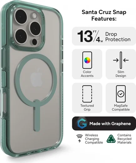 ZAGG Santa Cruz Snap iPhone 16 Pro Hoesje MagSafe Back Cover Groen afbeelding 5