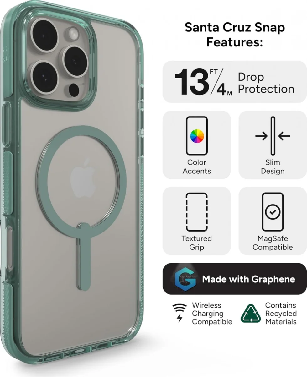 ZAGG Santa Cruz Snap iPhone 16 Pro Max Hoesje MagSafe Back Cover Groen afbeelding 5