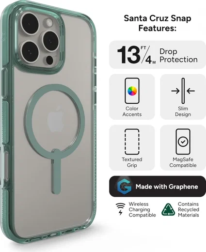 ZAGG Santa Cruz Snap iPhone 16 Pro Max Hoesje MagSafe Back Cover Groen afbeelding 5
