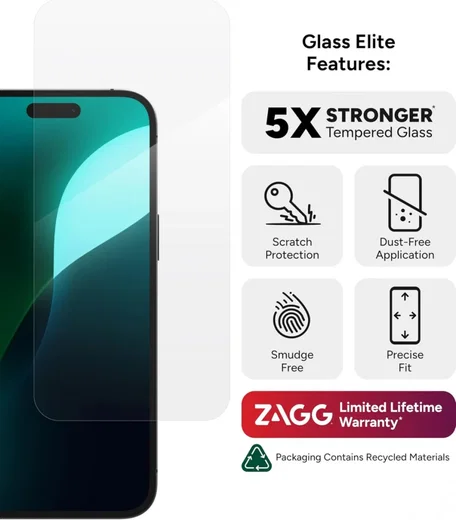ZAGG InvisibleShield Glass Elite Apple iPhone 16 Plus / 15 Plus Screen Protector afbeelding 5
