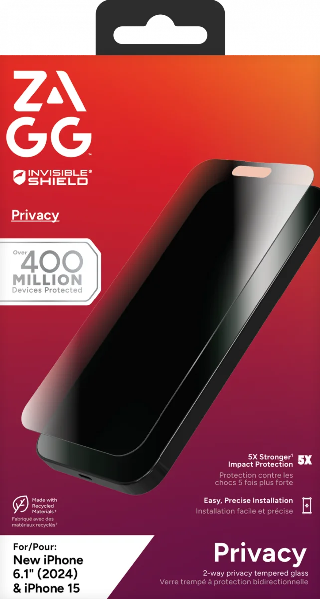 ZAGG InvisibleShield Glass Elite Privacy iPhone 16 / 15 Screen Protector afbeelding 10