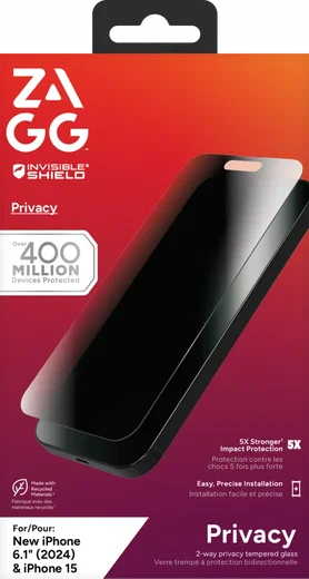 ZAGG InvisibleShield Glass Elite Privacy iPhone 16 / 15 Screen Protector afbeelding 10