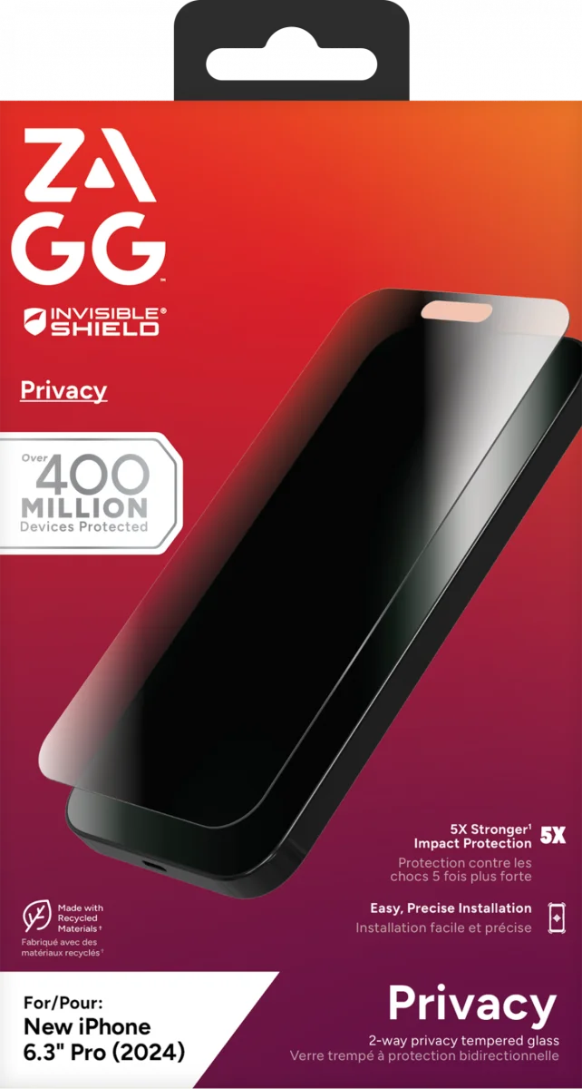 ZAGG InvisibleShield Glass Elite Privacy iPhone 16 Pro Screen Protector afbeelding 10