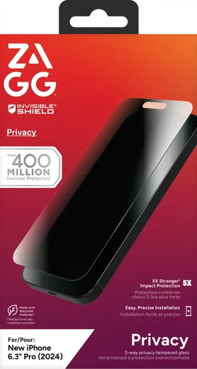 ZAGG InvisibleShield Glass Elite Privacy iPhone 16 Pro Screen Protector afbeelding 10