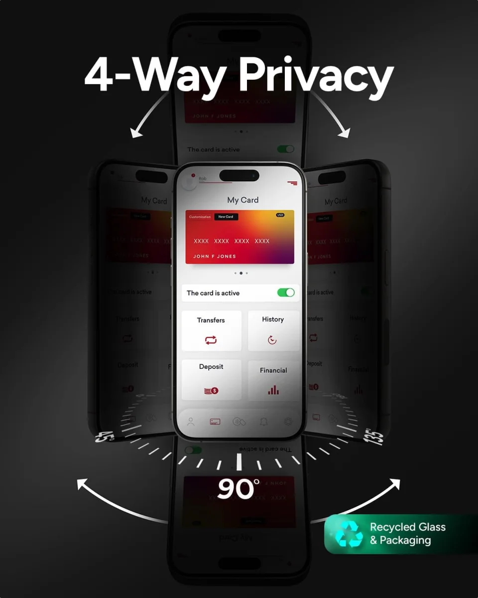 ZAGG InvisibleShield Glass Elite Privacy 360° Apple iPhone 16 / 15 Protector afbeelding 2