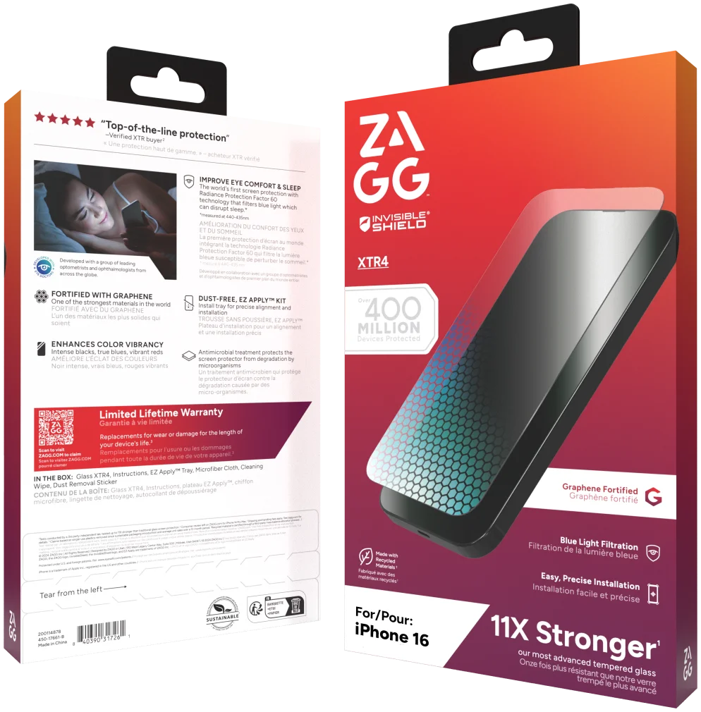 ZAGG InvisibleShield XTR4 Apple iPhone 16 / 15 Blue Light Screen Protector afbeelding 12