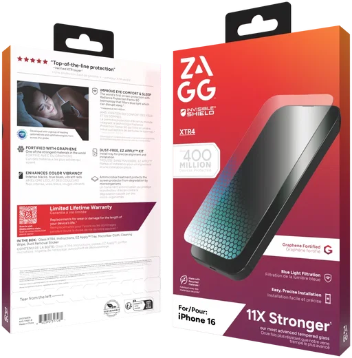 ZAGG InvisibleShield XTR4 Apple iPhone 16 / 15 Blue Light Screen Protector afbeelding 12
