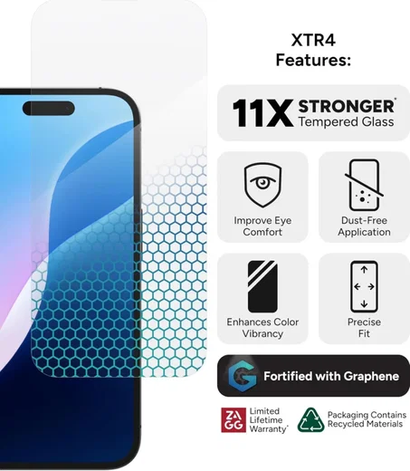 ZAGG InvisibleShield XTR4 Apple iPhone 16 / 15 Blue Light Screen Protector afbeelding 6